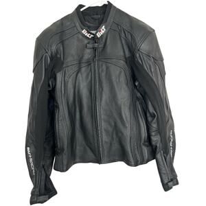 Bilt Racing Mens Black Leather Motorcycle Jacket W/ Armor Size 46 NICE